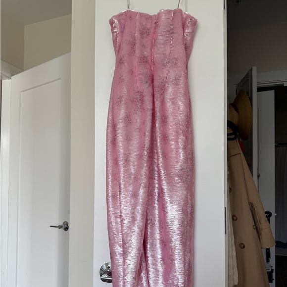 LoveShackFancy Pink Sequin Strapless Dress - Picture 3 of 7